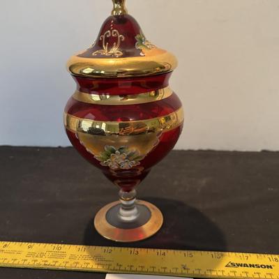 Vintage Ruby Red Footed Candy Dish