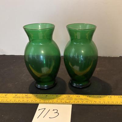 Anchor Hocking Forest Green Vase Set
