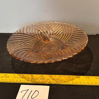 Vintage Pink Depression Glass Footed Fruit Bowl