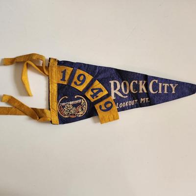 Sale Photo Thumbnail #44: This auction lot is for a pair of Vintage Santa Claus Land & Rock City Pendants.  These pendants sport the year of visit and are quite cool.  We found these pendants stuffed in a trunk and they are somewhat wrinkled - but in overall nice condition for bei