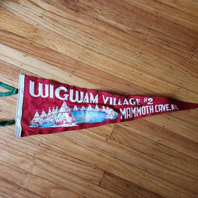Sale Photo Thumbnail #88: This auction lot is for a Vintage Wigwam Village #2 Souvenir Pendant,  We found this pendant stuffed in a trunk and somewhat wrinkled - but in overall nice condition for being 75 years old.  See photo for size.