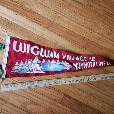 Sale Photo Thumbnail #90: This auction lot is for a Vintage Wigwam Village #2 Souvenir Pendant,  We found this pendant stuffed in a trunk and somewhat wrinkled - but in overall nice condition for being 75 years old.  See photo for size.