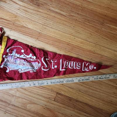 Sale Photo Thumbnail #97: This auction lot is for a Vintage St. Louis, MO Souvenir Pendant,  We found this pendant stuffed in a trunk and somewhat wrinkled - but in overall nice condition for being 75 years old.  See photo for size.