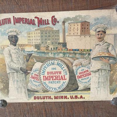 Vintage salt & pepper shakers + Duluth Imperial Mill Co. flour advertisement postcard