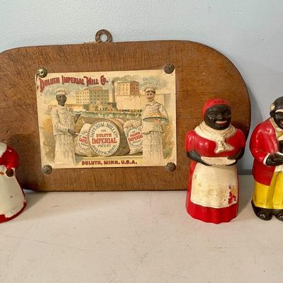 Vintage salt & pepper shakers + Duluth Imperial Mill Co. flour advertisement postcard