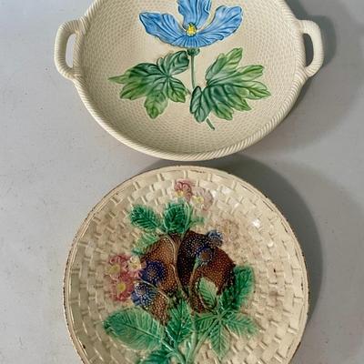 Pair of antique Majolica serving plates