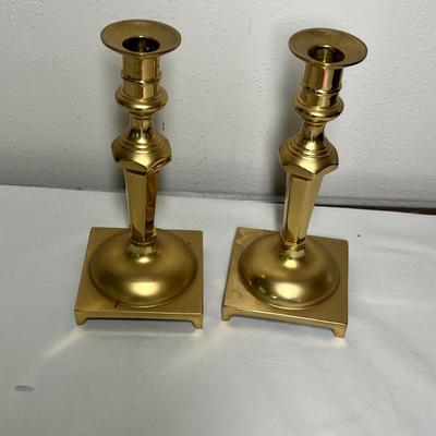 Lot 571 Brass candlesticks