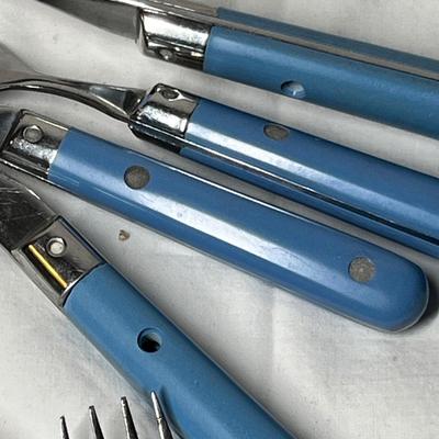 Lot 598 Blue handle flatware