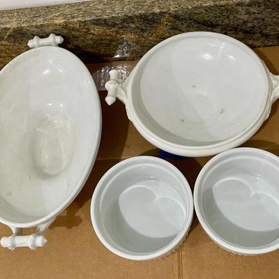 Mixed Corning Ware & Maddock white cookware lot