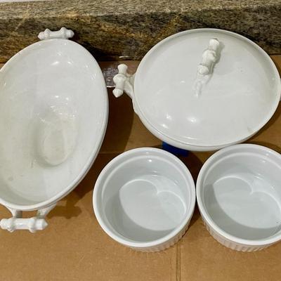 Mixed Corning Ware & Maddock white cookware lot