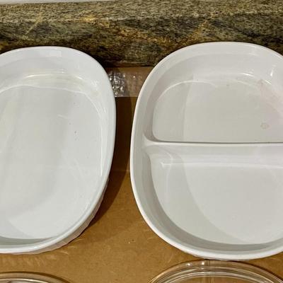 Mixed Corning Ware & Maddock white cookware lot