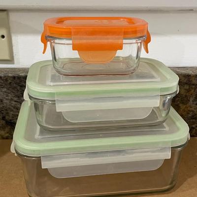 Mixed 9pc lot Glasslock & Snapware glass storage containers