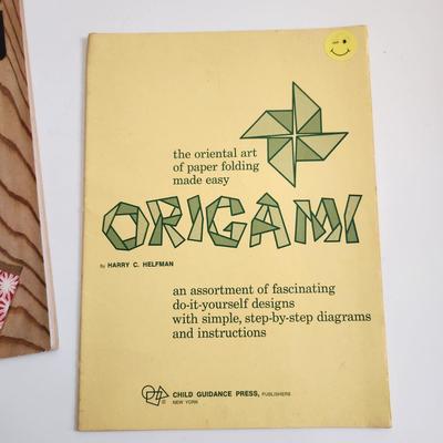 Sale Photo Thumbnail #616: This auction lot is for three Origami Instructional Books & Vintage Paper.  Paper folding taken to an art form.  Use these book to become a master at the art.  Where you gonna find 'em.