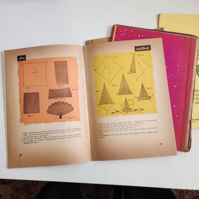 Sale Photo Thumbnail #619: This auction lot is for three Origami Instructional Books & Vintage Paper.  Paper folding taken to an art form.  Use these book to become a master at the art.  Where you gonna find 'em.