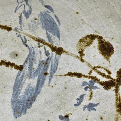 Large hand-thrown pottery bird platter/tray