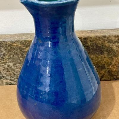 Set of 4 hand-thrown pottery chalices + pitcher