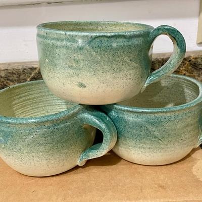 Mixed set of hand-thrown pottery mugs & bowls
