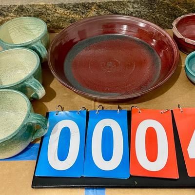 Mixed set of hand-thrown pottery mugs & bowls