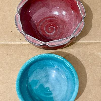 Mixed set of hand-thrown pottery mugs & bowls