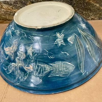 Mixed 3pc lot of hand-thrown fish-themed pottery