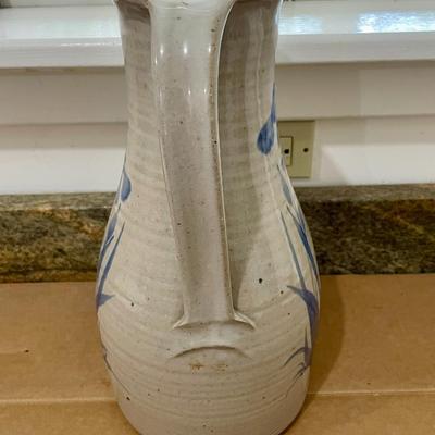 Hand-thrown pottery blue flower ewer