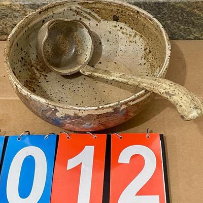 Hand-thrown pottery punch bowl & ladle