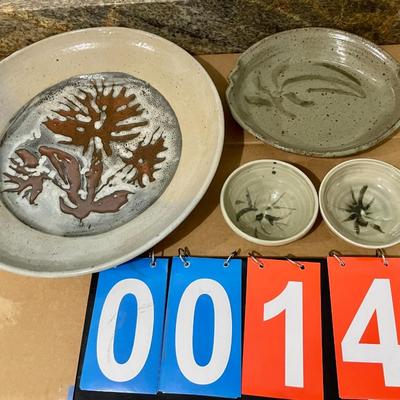Mixed 4pc lot of hand-thrown pottery bowls