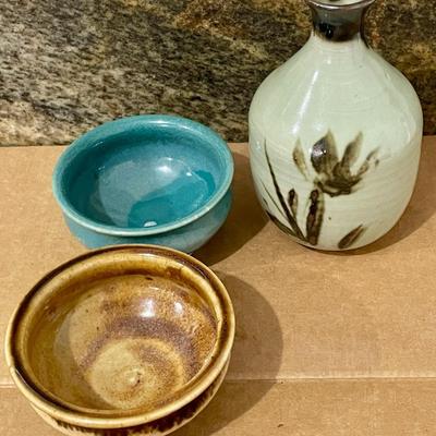 Mixed 6pc lot of hand-thrown pottery, many by Maija Hay