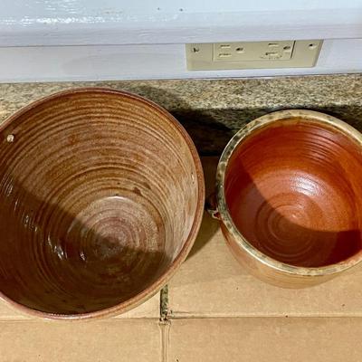 Mixed 4pc lot of hand-thrown pottery planters