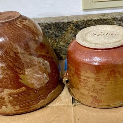 Mixed 4pc lot of hand-thrown pottery planters