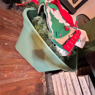Lot 681 Tote of greenery & other