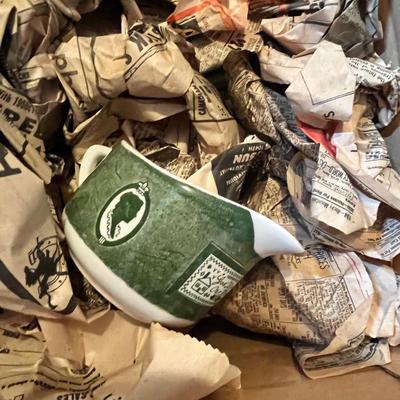 Lot 700 Box of green & white dinnerware