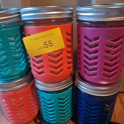 Canning jars with silicone covers and misc items