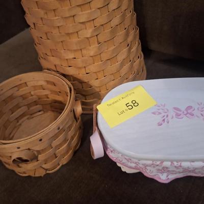Sale Photo Thumbnail #107: What a fund bundle of baskets! And look at the pitcher with the copper spout and handle.  This is an awesome bundle for the basket lover