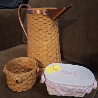 Sale Photo Thumbnail #105: What a fund bundle of baskets! And look at the pitcher with the copper spout and handle.  This is an awesome bundle for the basket lover