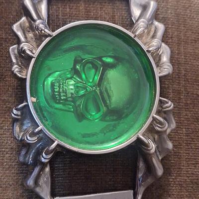 Sale Photo Thumbnail #121: vintage belt buckle with gothic skull  