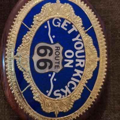 Sale Photo Thumbnail #123: Wooden Belt Buckle-Get your kicks on Route 66
