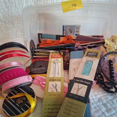 Sale Photo Thumbnail #205: ribbon, bias tape, rick rack and zippers, most are vintage.