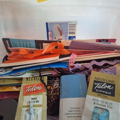 Sale Photo Thumbnail #204: ribbon, bias tape, rick rack and zippers, most are vintage.