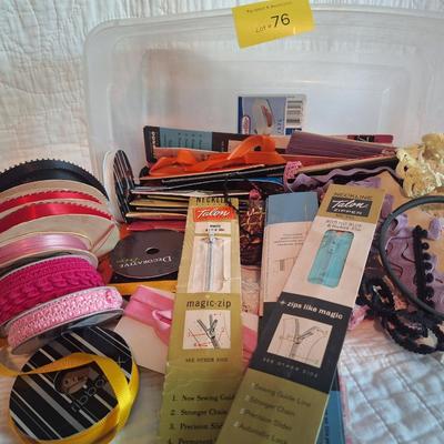 Sale Photo Thumbnail #203: ribbon, bias tape, rick rack and zippers, most are vintage.