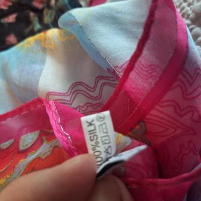 Sale Photo Thumbnail #220: 3 silk scarves and one infinity scarf-unsure of material on it.
