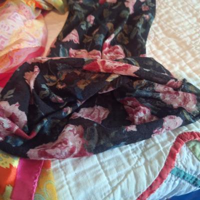 Sale Photo Thumbnail #221: 3 silk scarves and one infinity scarf-unsure of material on it.