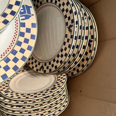 Lot 721 Box of dishes country theme
