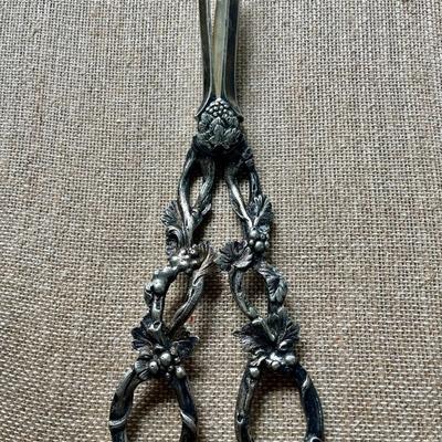 Antique pair silver plated grape shears