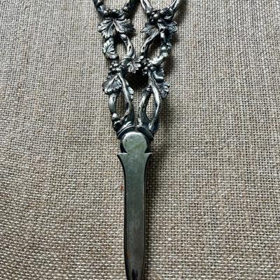 Antique pair silver plated grape shears