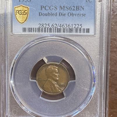 1955 Lincoln Wheat Cent DDO – PCGS MS62 BN – Rare Double Die Error Coin