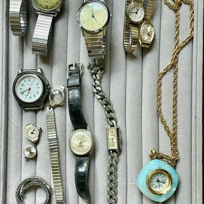 Lot of vintage men's & women's wrist watches + pendant watch