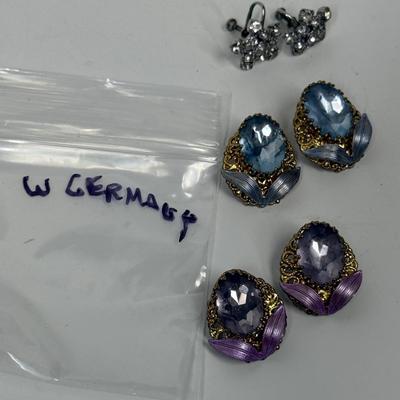 Vintagew Jewelry Lot of 3 Cup-on Earrings W, Germany