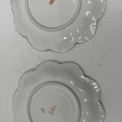 Lot of 2 Antique Limoges France A Lanterier Porcelain Scallop Plates