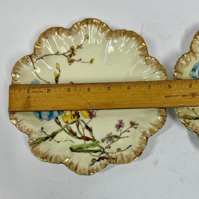 Lot of 2 Antique Limoges France A Lanterier Porcelain Scallop Plates